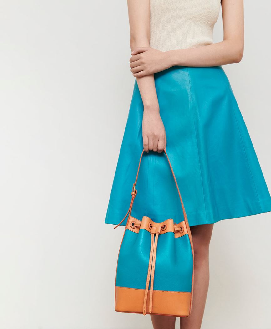Torebka Bucket Bag Damskie Mansur Gavriel Block Turkusowe Brązowe | 264-NHPARI