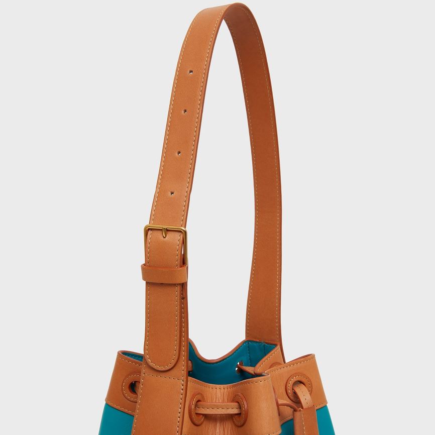 Torebka Bucket Bag Damskie Mansur Gavriel Block Turkusowe Brązowe | 264-NHPARI