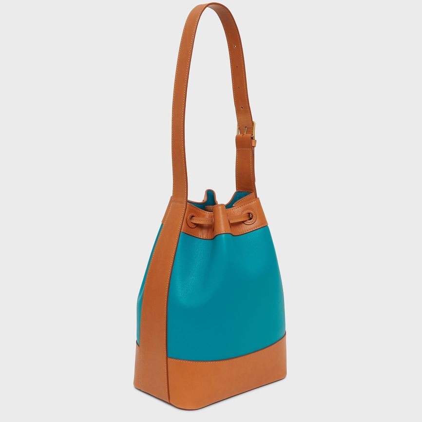 Torebka Bucket Bag Damskie Mansur Gavriel Block Turkusowe Brązowe | 264-NHPARI