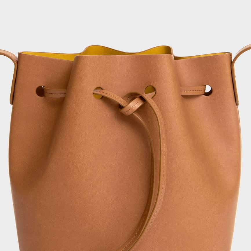 Torebka Bucket Bag Damskie Mansur Gavriel Apple Skórzane Mini Brązowe | 294-CQRXKT