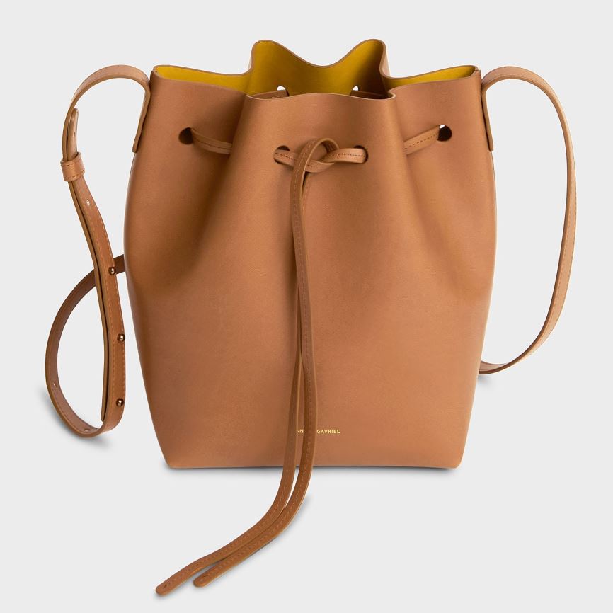 Torebka Bucket Bag Damskie Mansur Gavriel Apple Skórzane Mini Brązowe | 294-CQRXKT