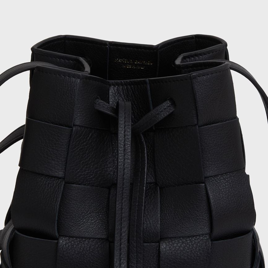 Torebka Bucket Bag Damskie Mansur Gavriel Upcycled Woven Mini Czarne | 376-STVLCI