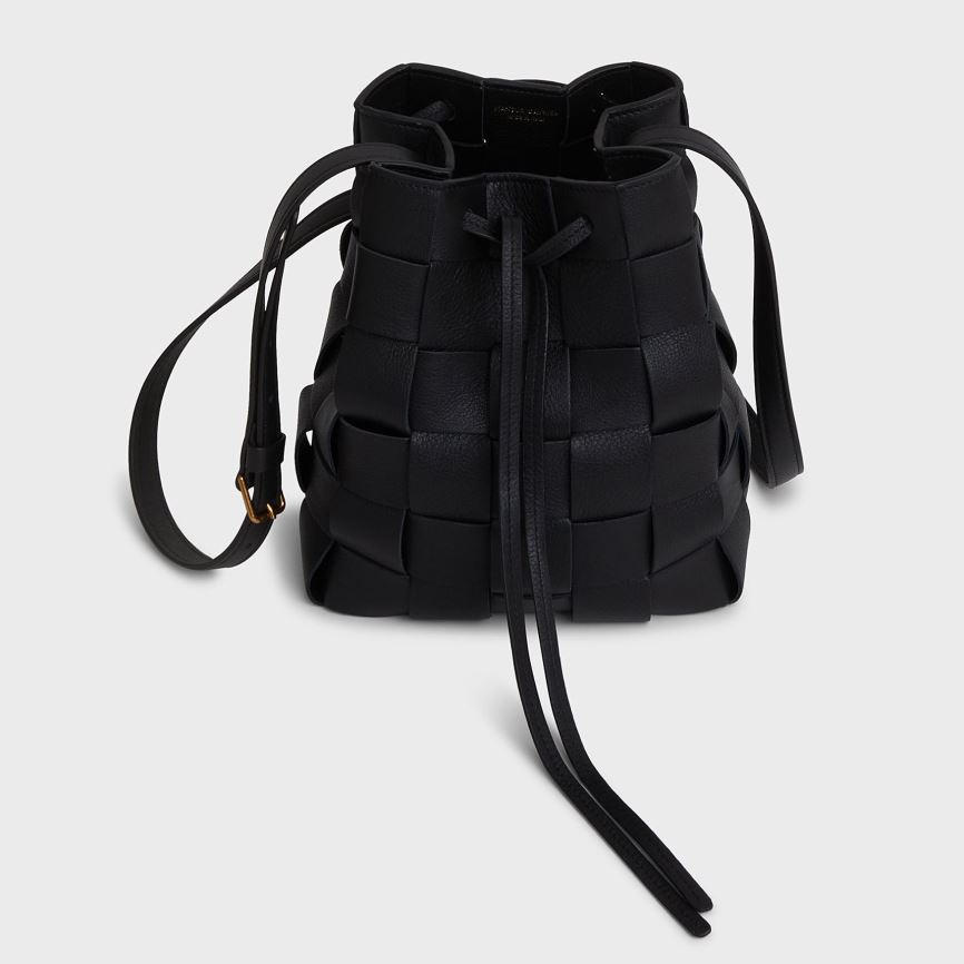Torebka Bucket Bag Damskie Mansur Gavriel Upcycled Woven Mini Czarne | 376-STVLCI