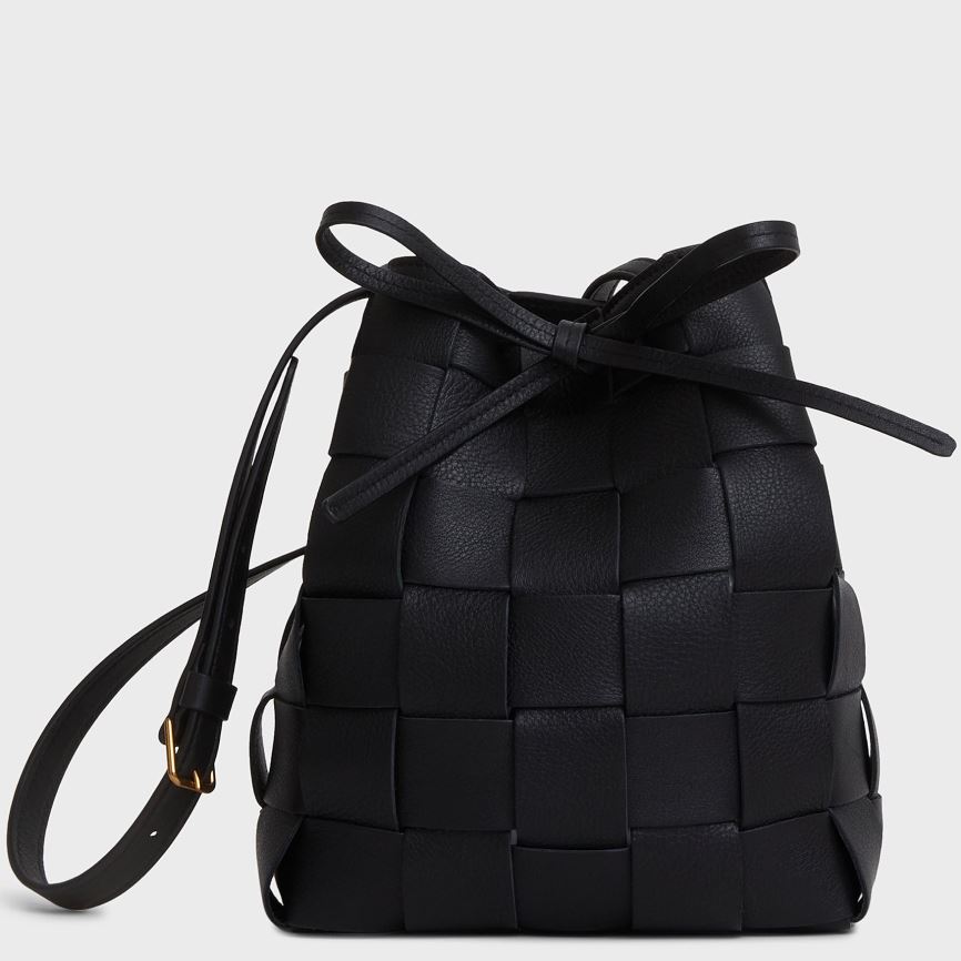 Torebka Bucket Bag Damskie Mansur Gavriel Upcycled Woven Mini Czarne | 376-STVLCI