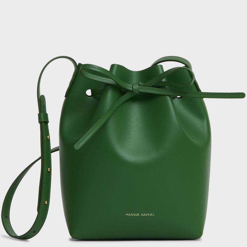 Torebka Bucket Bag Damskie Mansur Gavriel Apple Skórzane Mini Zielone | 386-AKVLJC