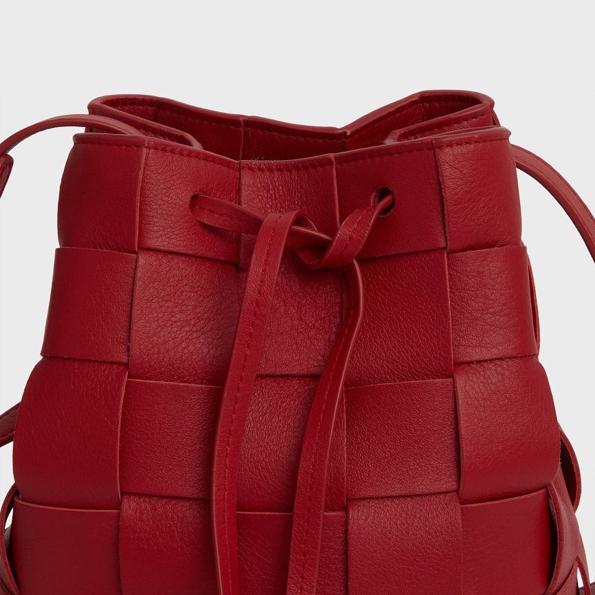 Torebka Bucket Bag Damskie Mansur Gavriel Upcycled Woven Mini Czerwone | 421-NDBOMK
