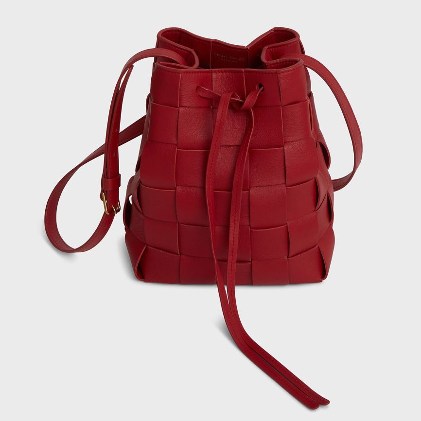 Torebka Bucket Bag Damskie Mansur Gavriel Upcycled Woven Mini Czerwone | 421-NDBOMK