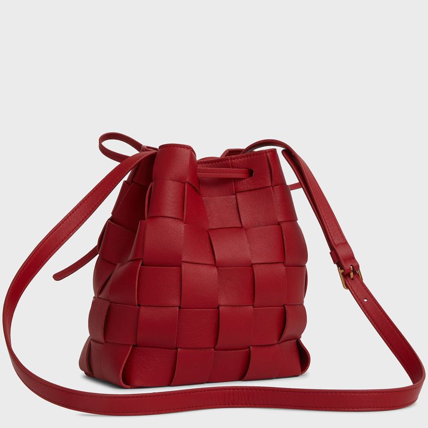 Torebka Bucket Bag Damskie Mansur Gavriel Upcycled Woven Mini Czerwone | 421-NDBOMK