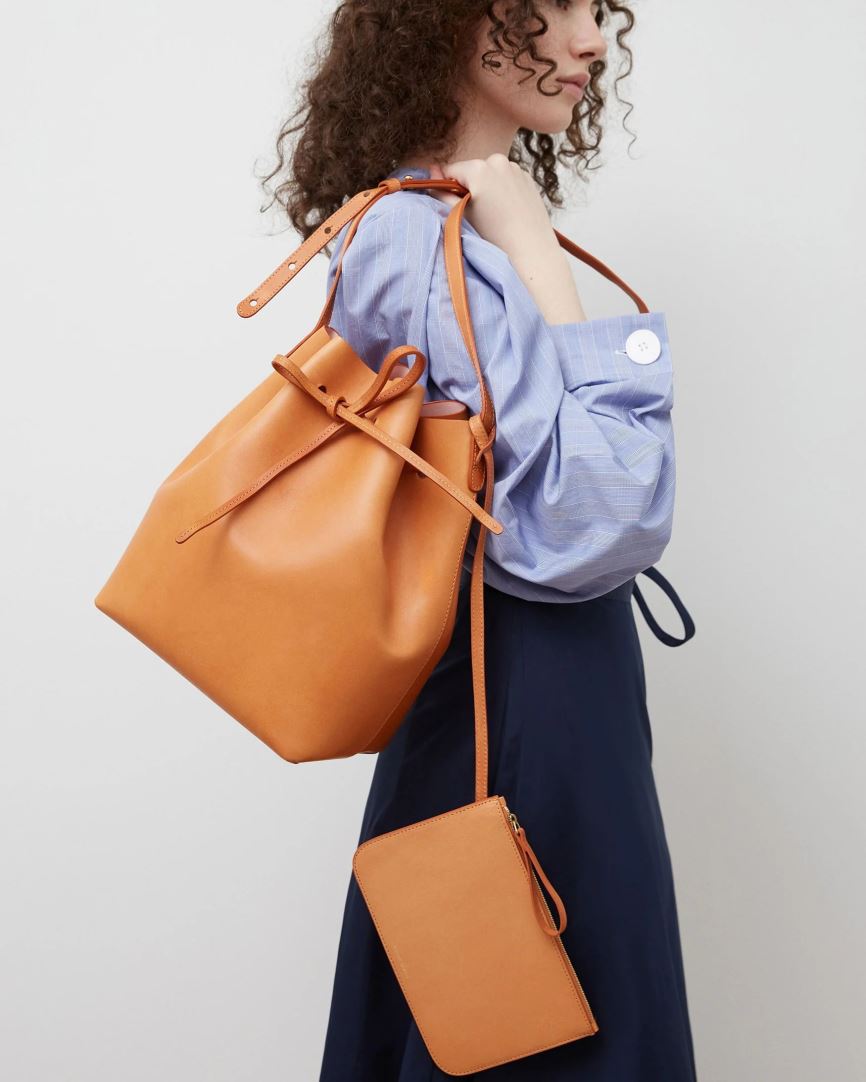 Torebka Bucket Bag Damskie Mansur Gavriel Vegetable Tanned Skórzane Głęboka Brązowe | 429-LAKPYE