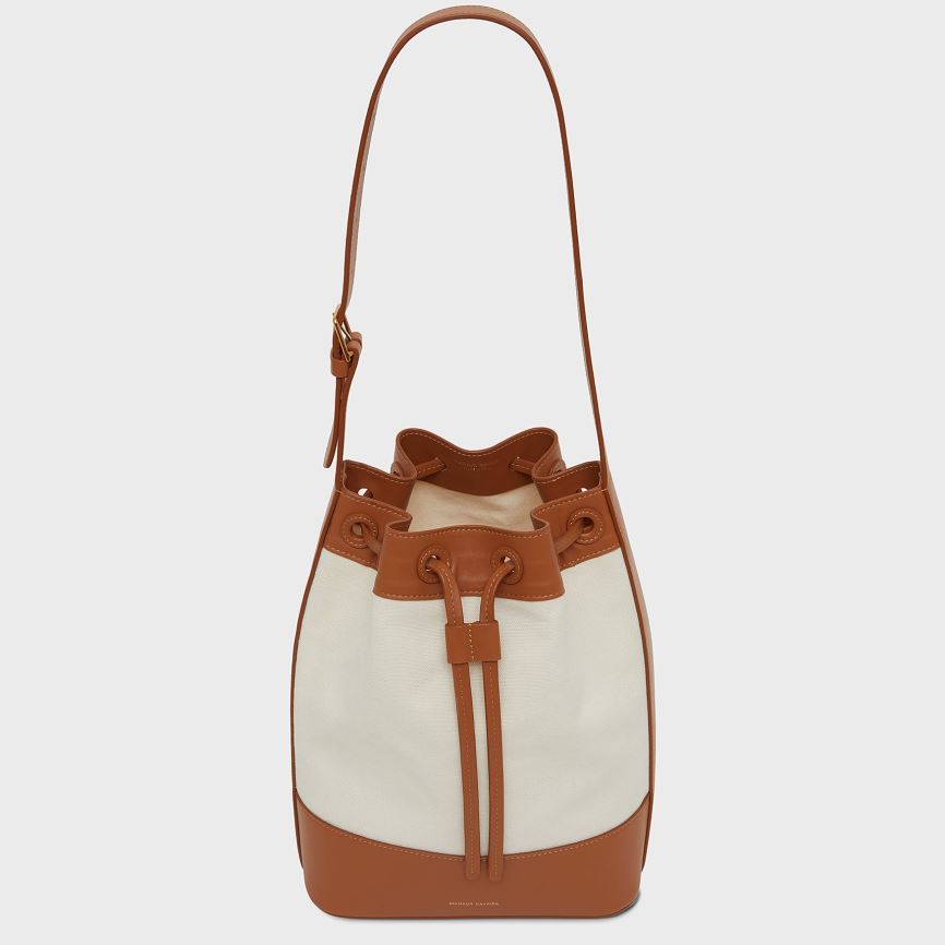 Torebka Bucket Bag Damskie Mansur Gavriel Block Białe Brązowe | 463-ELFRSW