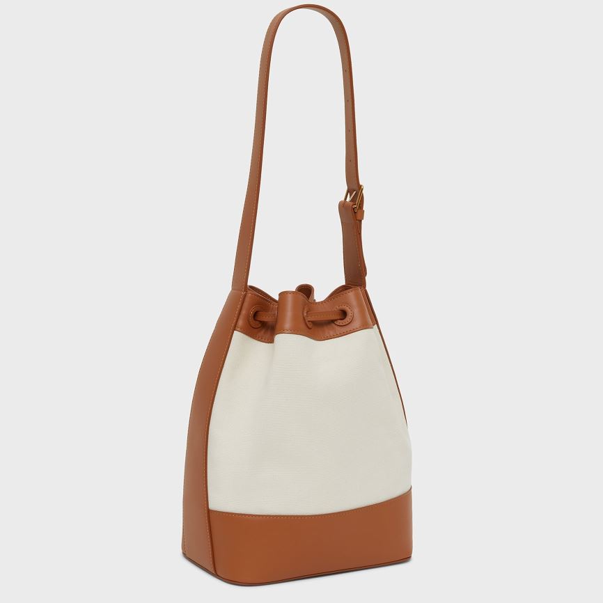 Torebka Bucket Bag Damskie Mansur Gavriel Block Białe Brązowe | 463-ELFRSW