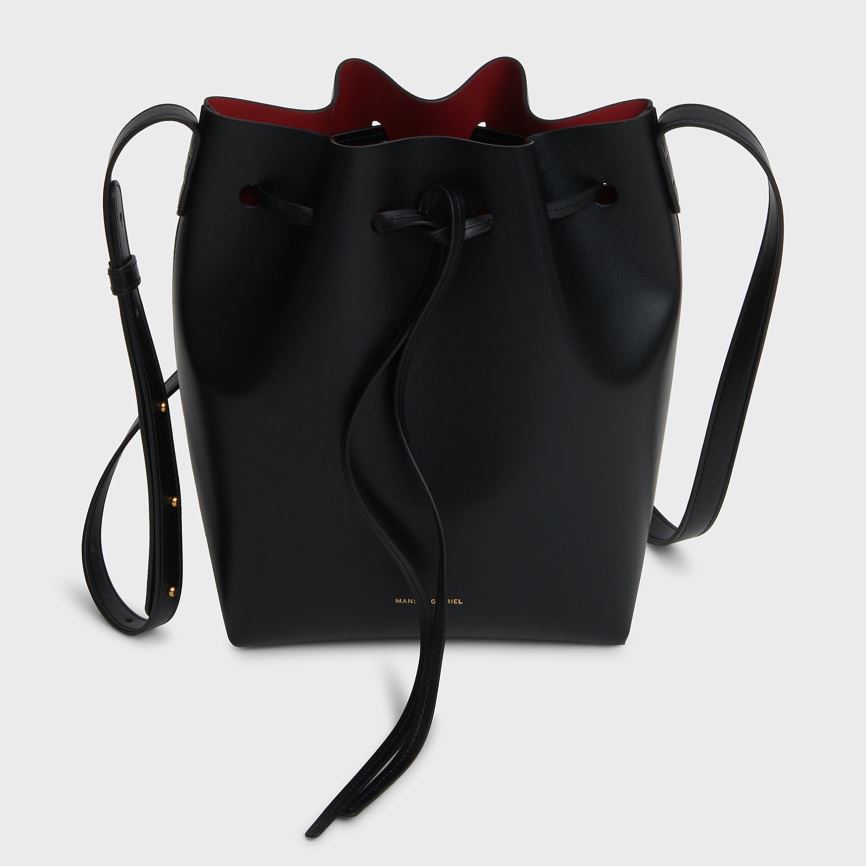 Torebka Bucket Bag Damskie Mansur Gavriel Apple Skórzane Mini Czarne | 521-LHCEBY