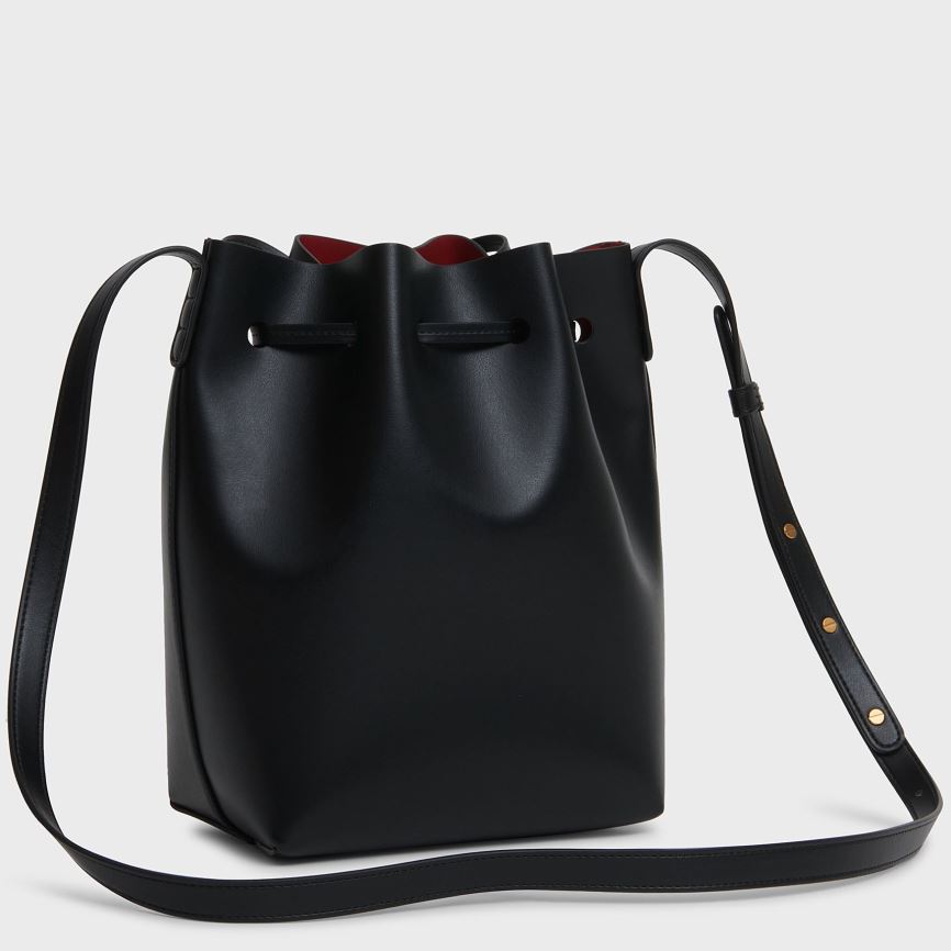 Torebka Bucket Bag Damskie Mansur Gavriel Apple Skórzane Mini Czarne | 521-LHCEBY