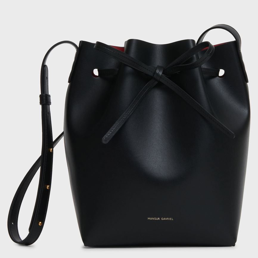 Torebka Bucket Bag Damskie Mansur Gavriel Apple Skórzane Mini Czarne | 521-LHCEBY