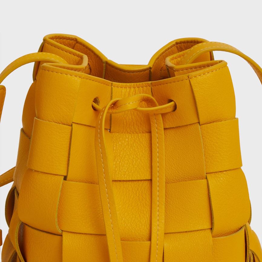 Torebka Bucket Bag Damskie Mansur Gavriel Upcycled Woven Mini Złote | 583-IPLCNK