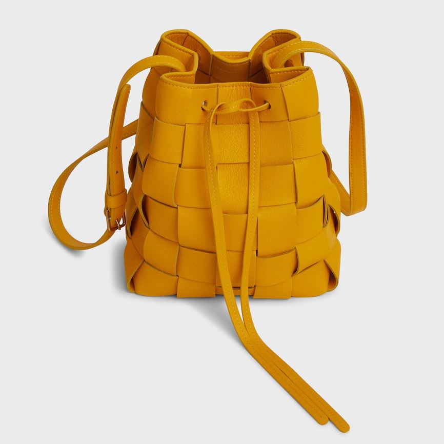 Torebka Bucket Bag Damskie Mansur Gavriel Upcycled Woven Mini Złote | 583-IPLCNK