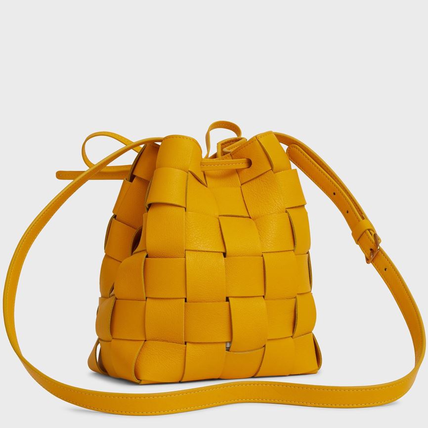 Torebka Bucket Bag Damskie Mansur Gavriel Upcycled Woven Mini Złote | 583-IPLCNK