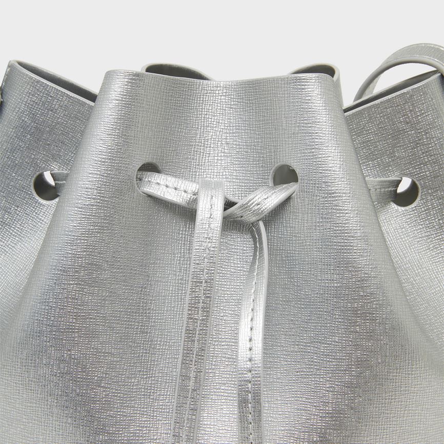 Torebka Bucket Bag Damskie Mansur Gavriel Mini Srebrne | 648-BGARPD