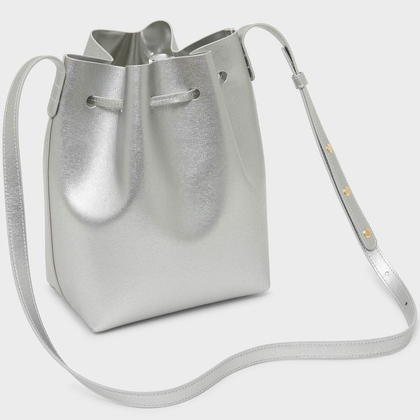 Torebka Bucket Bag Damskie Mansur Gavriel Mini Srebrne | 648-BGARPD