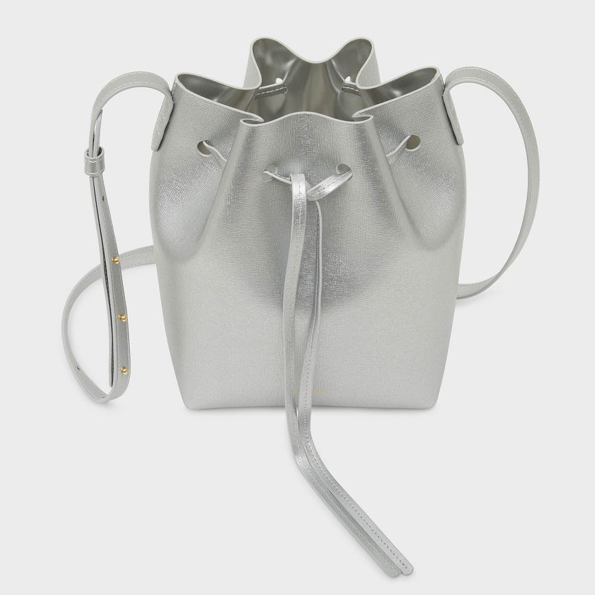 Torebka Bucket Bag Damskie Mansur Gavriel Mini Srebrne | 648-BGARPD