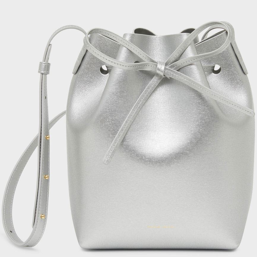 Torebka Bucket Bag Damskie Mansur Gavriel Mini Srebrne | 648-BGARPD