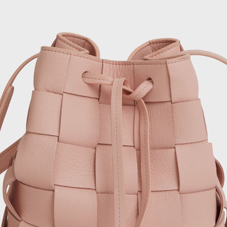 Torebka Bucket Bag Damskie Mansur Gavriel Upcycled Woven Mini Różowe | 839-FIJRMP