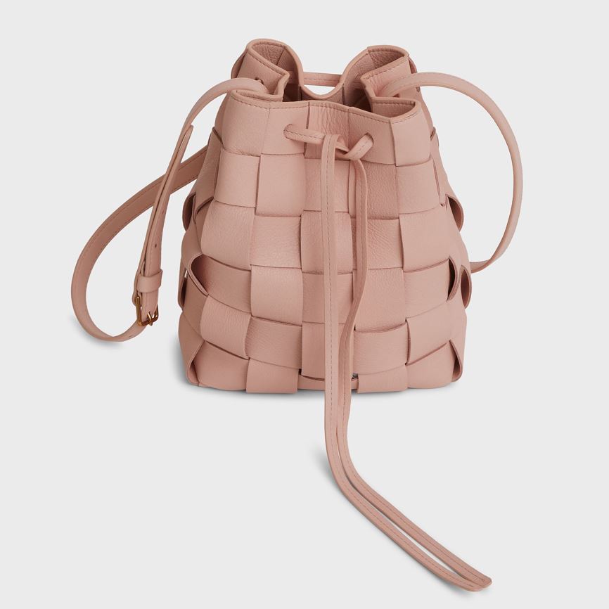Torebka Bucket Bag Damskie Mansur Gavriel Upcycled Woven Mini Różowe | 839-FIJRMP