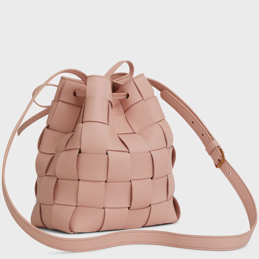 Torebka Bucket Bag Damskie Mansur Gavriel Upcycled Woven Mini Różowe | 839-FIJRMP