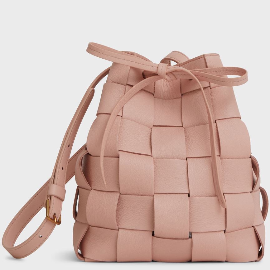 Torebka Bucket Bag Damskie Mansur Gavriel Upcycled Woven Mini Różowe | 839-FIJRMP