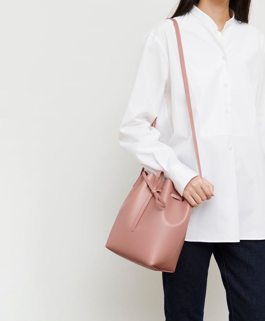 Torebka Bucket Bag Damskie Mansur Gavriel Apple Skórzane Mini Różowe | 841-VTABWX