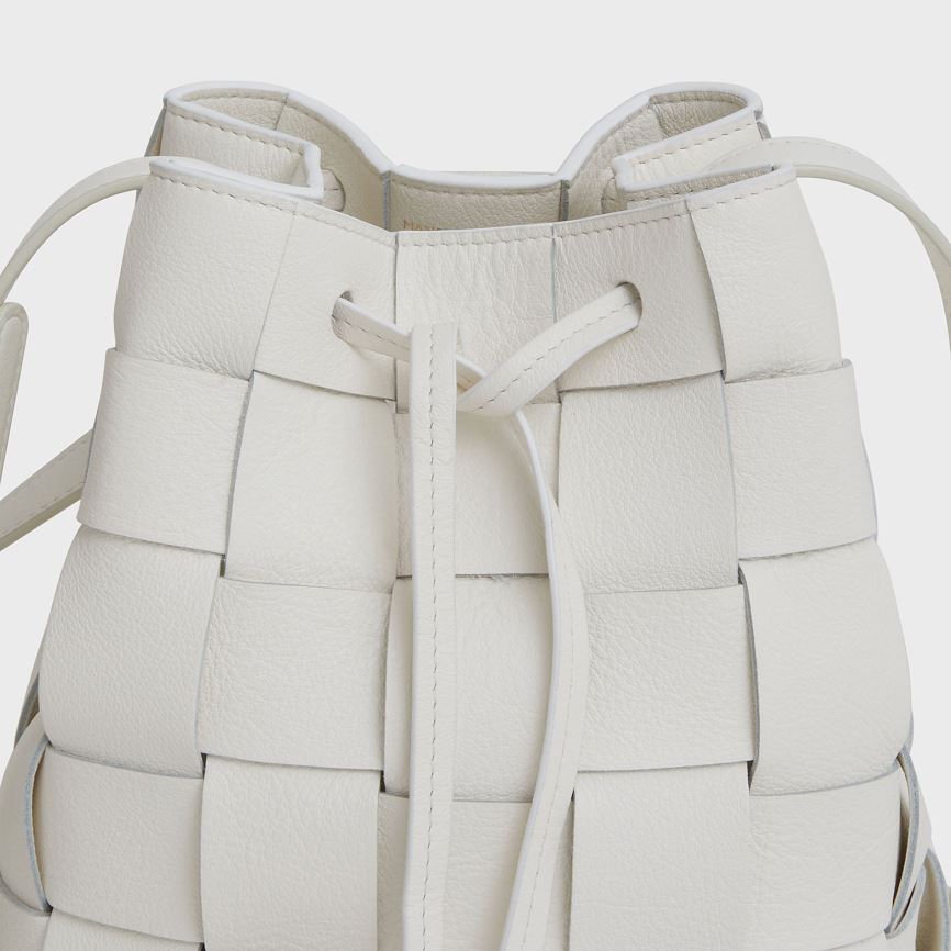 Torebka Bucket Bag Damskie Mansur Gavriel Upcycled Woven Mini Białe | 870-RGEHLB