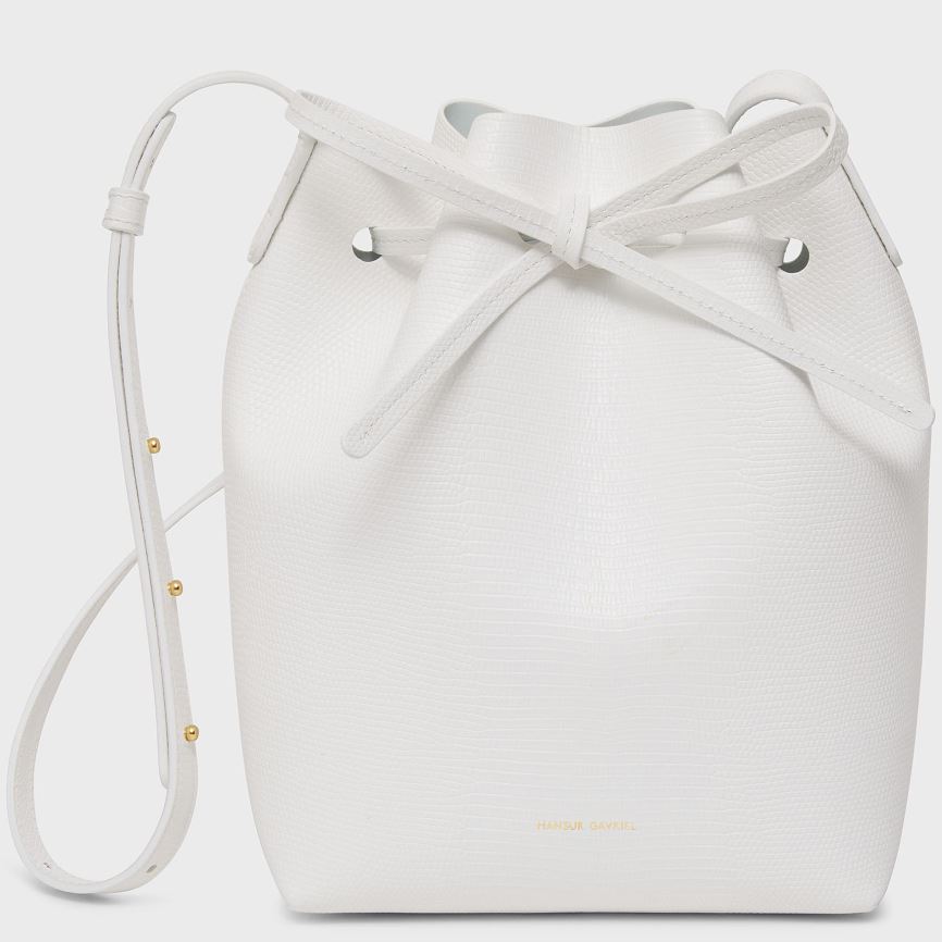 Torebka Bucket Bag Damskie Mansur Gavriel Mini Białe | 893-PONAKM