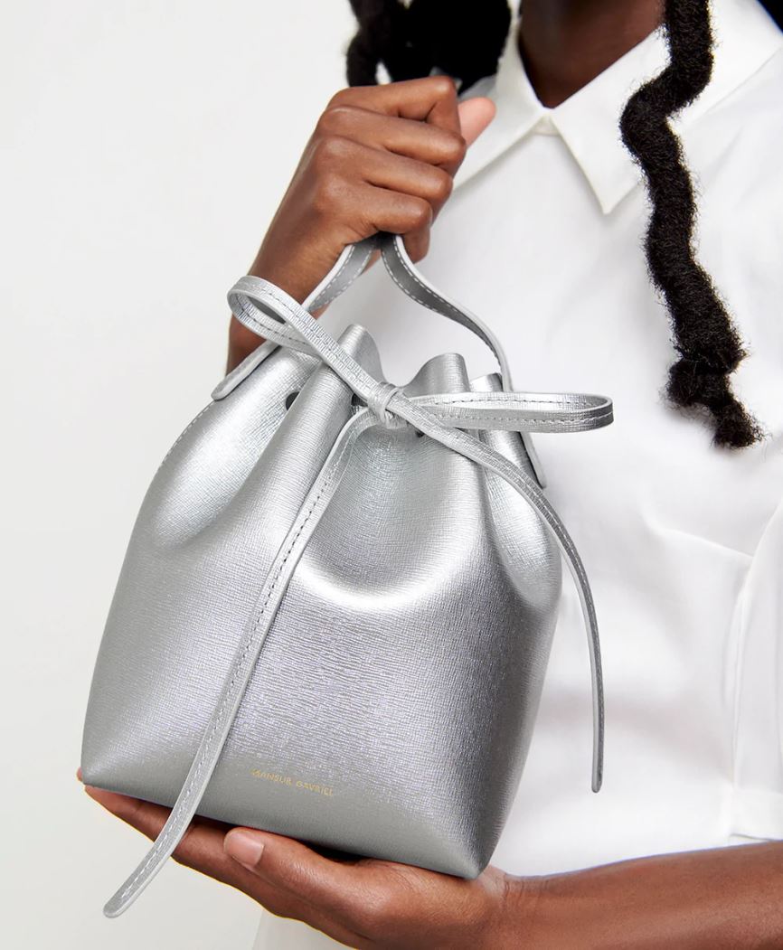 Torebka Bucket Bag Damskie Mansur Gavriel Mini Mini Srebrne | 928-JCSIUD