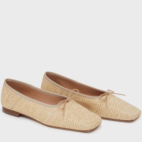 Baletki Damskie Mansur Gavriel Square Metalowym Ballerina Beżowe | 218-WMJLGH