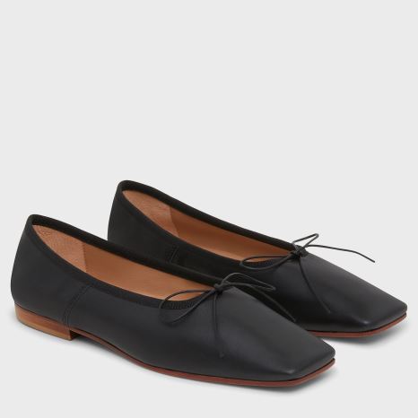 Baletki Damskie Mansur Gavriel Square Metalowym Ballerina Czarne | 264-DLGURX