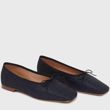 Baletki Damskie Mansur Gavriel Square Metalowym Ballerina Czarne | 782-EBZUAI