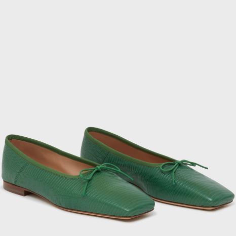Baletki Damskie Mansur Gavriel Square Metalowym Ballerina Zielone | 921-GTMQEX