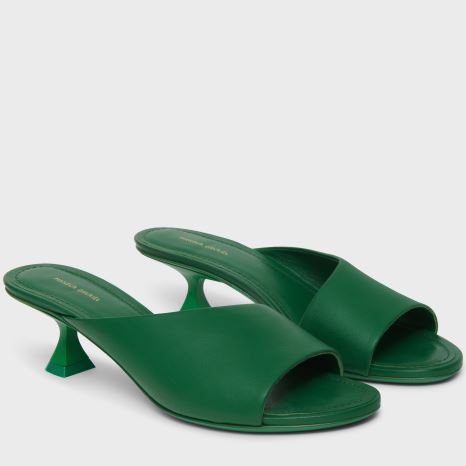 Mules Buty Damskie Mansur Gavriel Kitten Open Metalowym Zielone | 682-NAMUZX