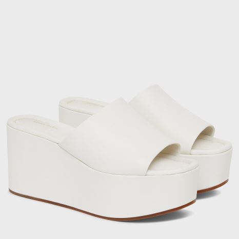 Mules Buty Damskie Mansur Gavriel Platformie Białe | 613-PTWMNF