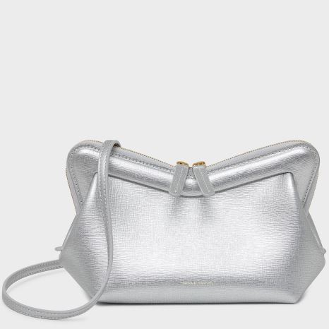 Torba Crossbody Damskie Mansur Gavriel Mini M Frame Srebrne | 490-QUEFRT