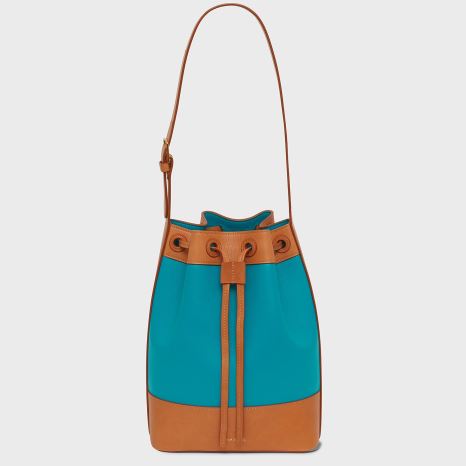 Torebka Bucket Bag Damskie Mansur Gavriel Block Turkusowe Brązowe | 264-NHPARI