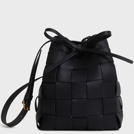 Torebka Bucket Bag Damskie Mansur Gavriel Upcycled Woven Mini Czarne | 376-STVLCI