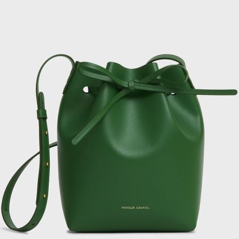 Torebka Bucket Bag Damskie Mansur Gavriel Apple Skórzane Mini Zielone | 386-AKVLJC
