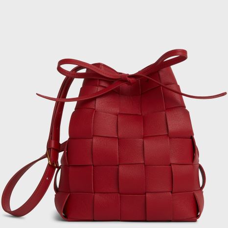 Torebka Bucket Bag Damskie Mansur Gavriel Upcycled Woven Mini Czerwone | 421-NDBOMK