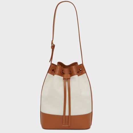 Torebka Bucket Bag Damskie Mansur Gavriel Block Białe Brązowe | 463-ELFRSW