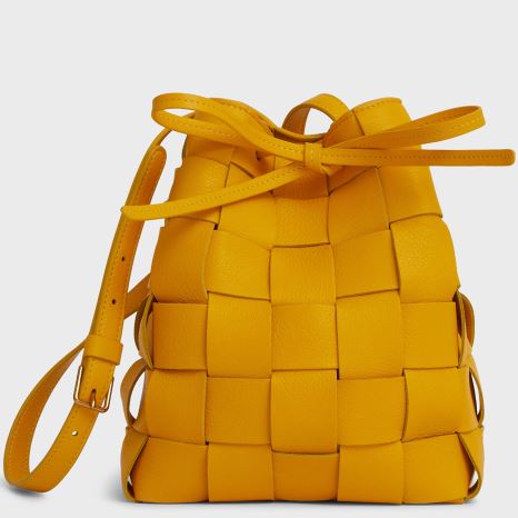 Torebka Bucket Bag Damskie Mansur Gavriel Upcycled Woven Mini Złote | 583-IPLCNK