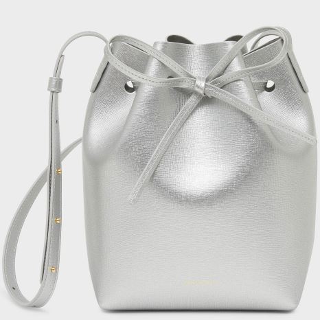 Torebka Bucket Bag Damskie Mansur Gavriel Mini Srebrne | 648-BGARPD